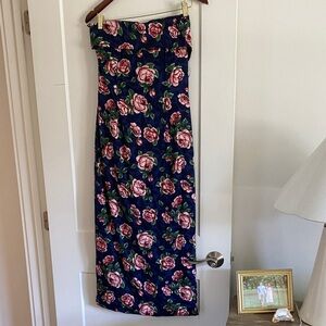Floral Maxi Dress - Navy and Pink